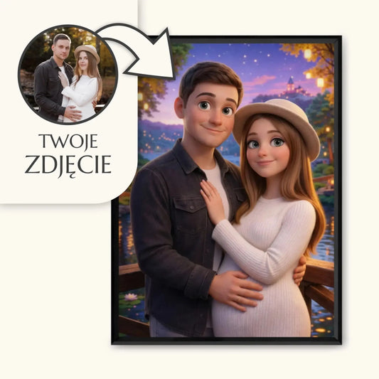 Portret 3D – personalizowany bajkowy obraz ze zdjęcia w ramce, prezent