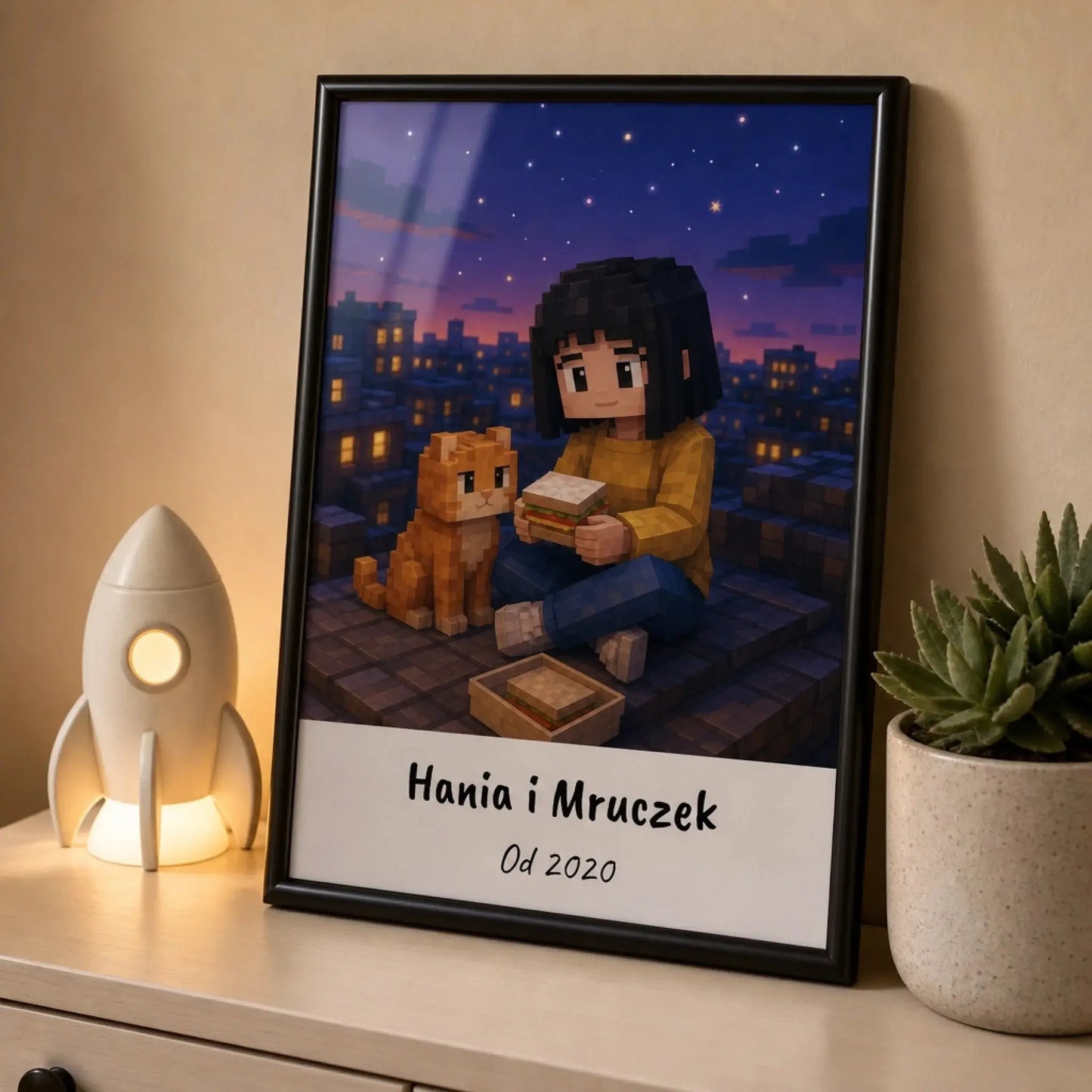 PIKSEL Z PODPISEM — personalizowany obraz AI ze zdjęcia w ramce, TaPanda.pl (zdjęcie 2)