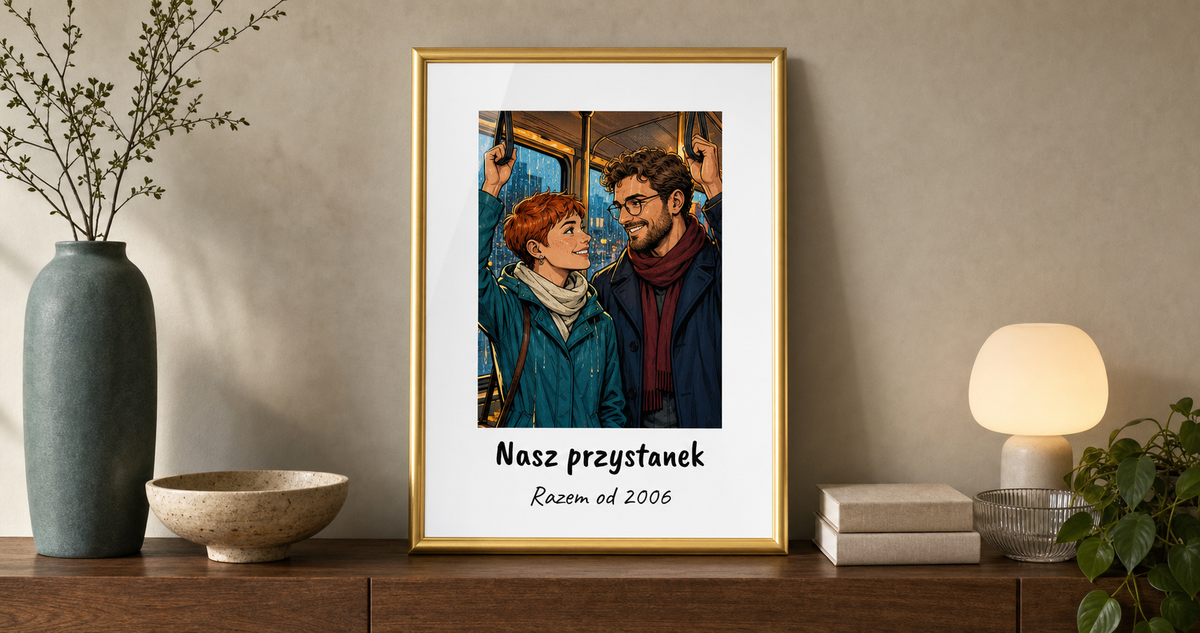 KOMIKS Z PODPISEM — złota rama, Nasz przystanek