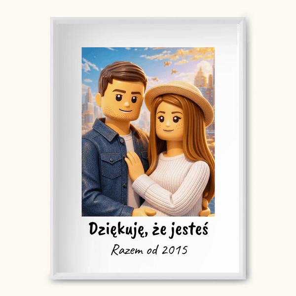 KLOCKI Obraz AI z ramką i podpisem - TaPanda.pl